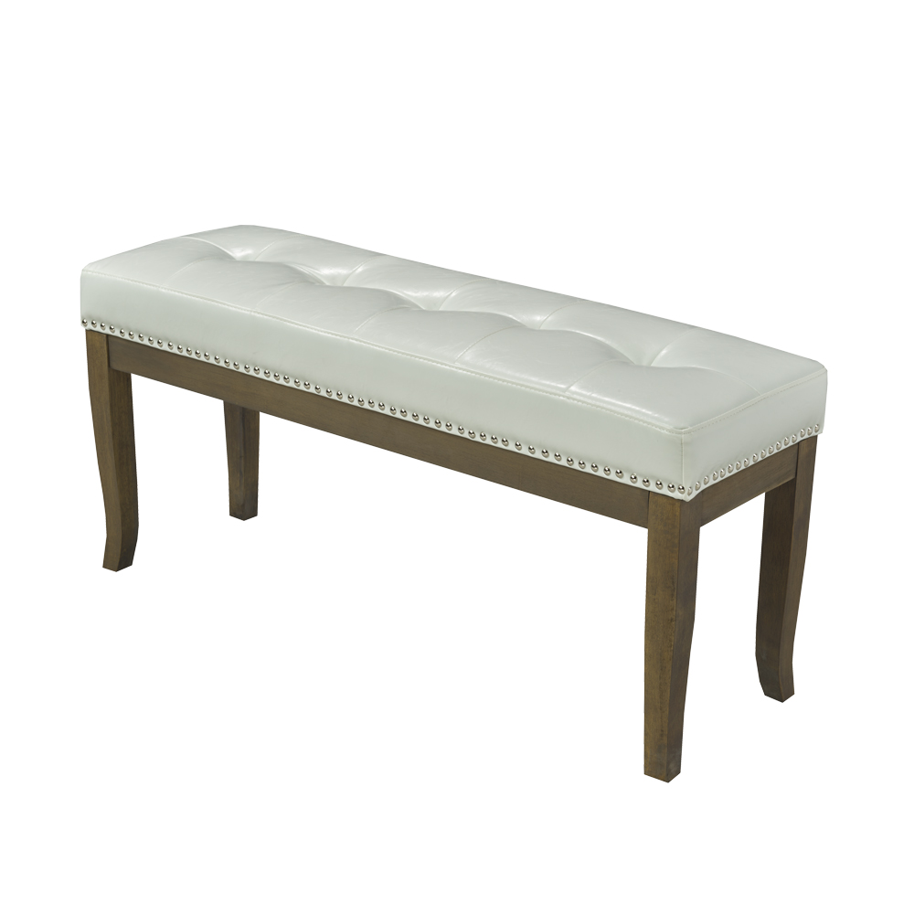 Florence White Leatherette Bench